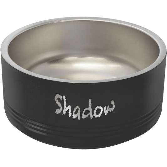 Personalized Black 32 oz. Polar Camel Powder Coated Stainless Steel Dog Bowl