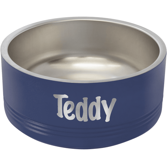 Personalized Navy 32 oz. Polar Camel Powder Coated Stainless Steel Dog Bowl