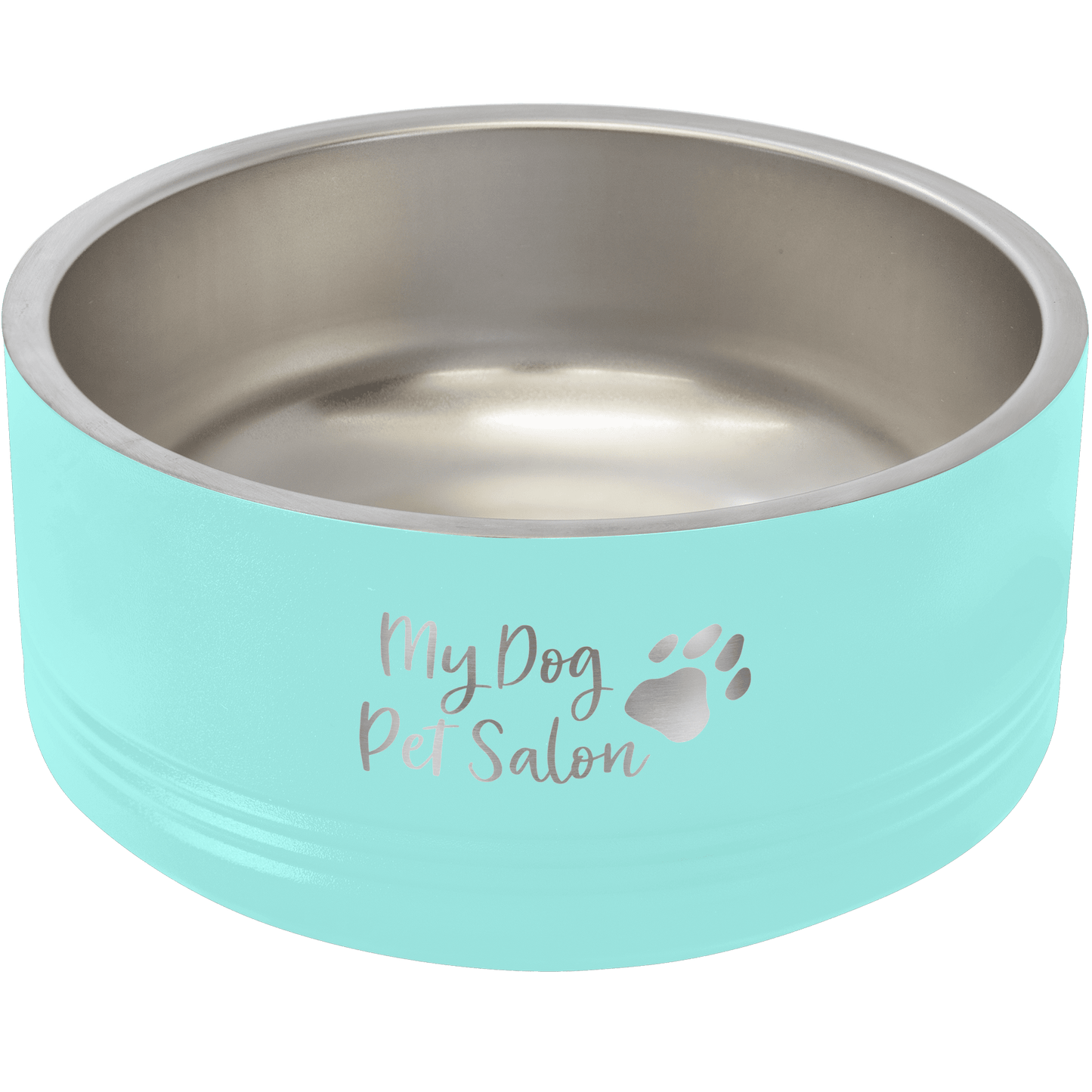 Personalized Teal 32 oz. Polar Camel Powder Coated Stainless Steel Dog Bowl