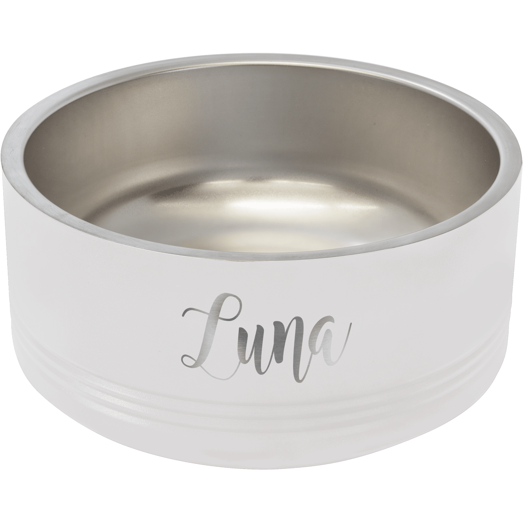 Personalized White 32 oz. Polar Camel Powder Coated Stainless Steel Dog Bowl