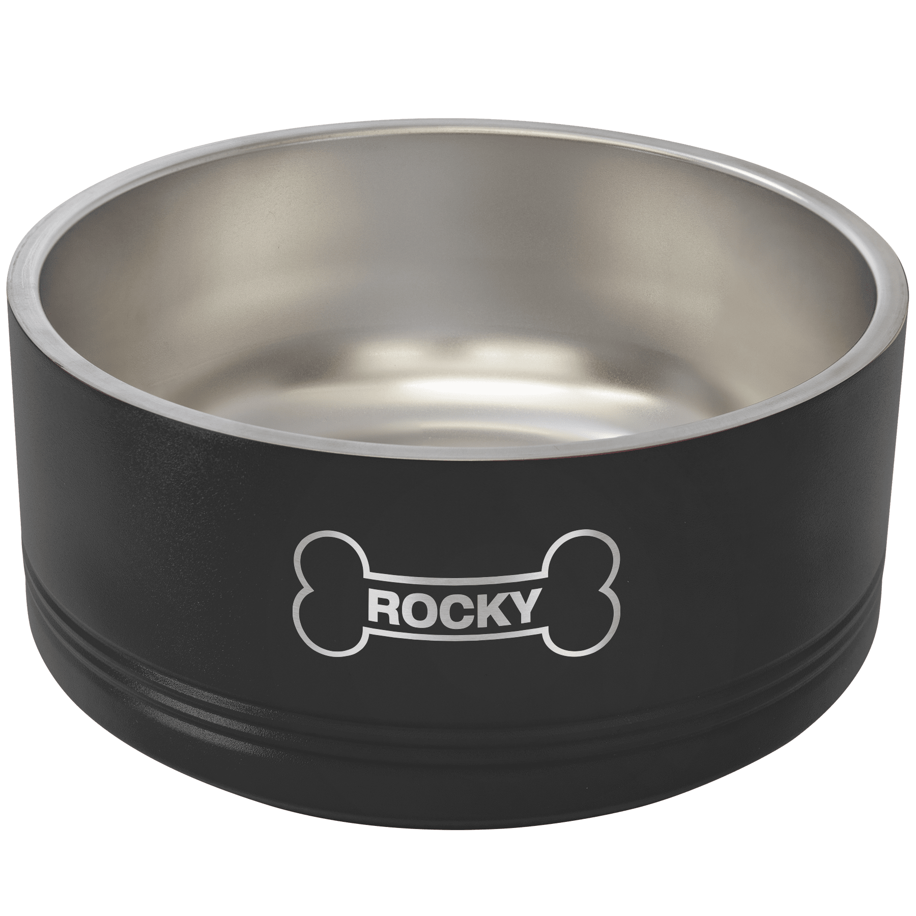 Personalized Black 64 oz. Polar Camel Powder Coated Stainless Steel Dog Bowl