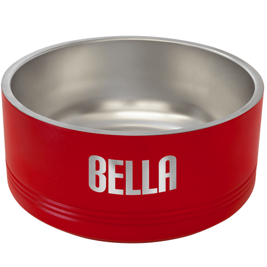 Personalized Red 64 oz. Polar Camel Powder Coated Stainless Steel Dog Bowl