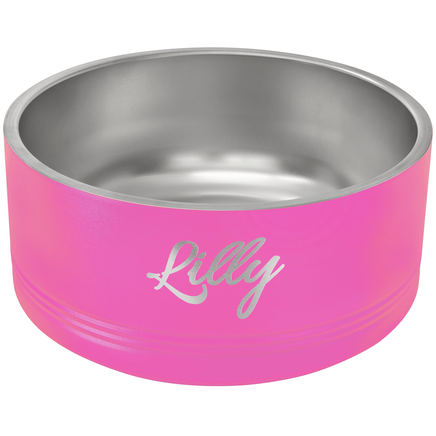 Personalized Pink 64 oz. Polar Camel Powder Coated Stainless Steel Dog Bowl