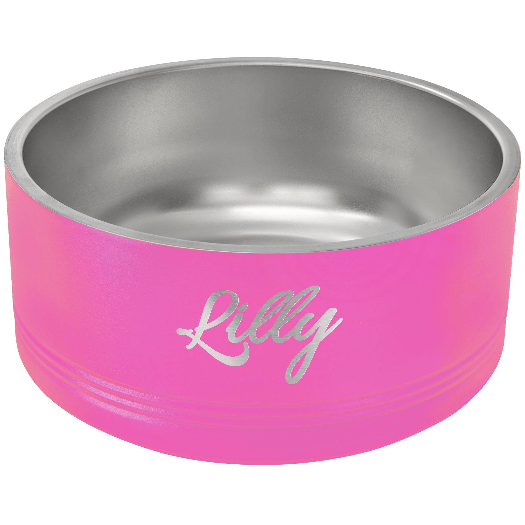 Personalized Pink 64 oz. Polar Camel Powder Coated Stainless Steel Dog Bowl
