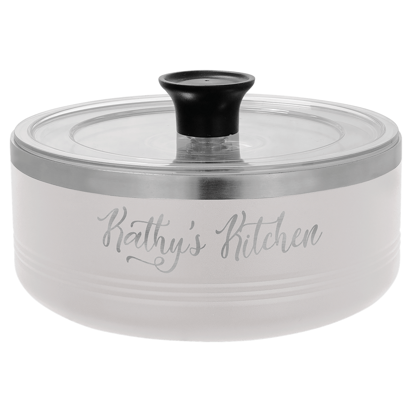 Custom White Polar Camel 1.25 Quart Serving Bowl with Lid - Stainless Steel