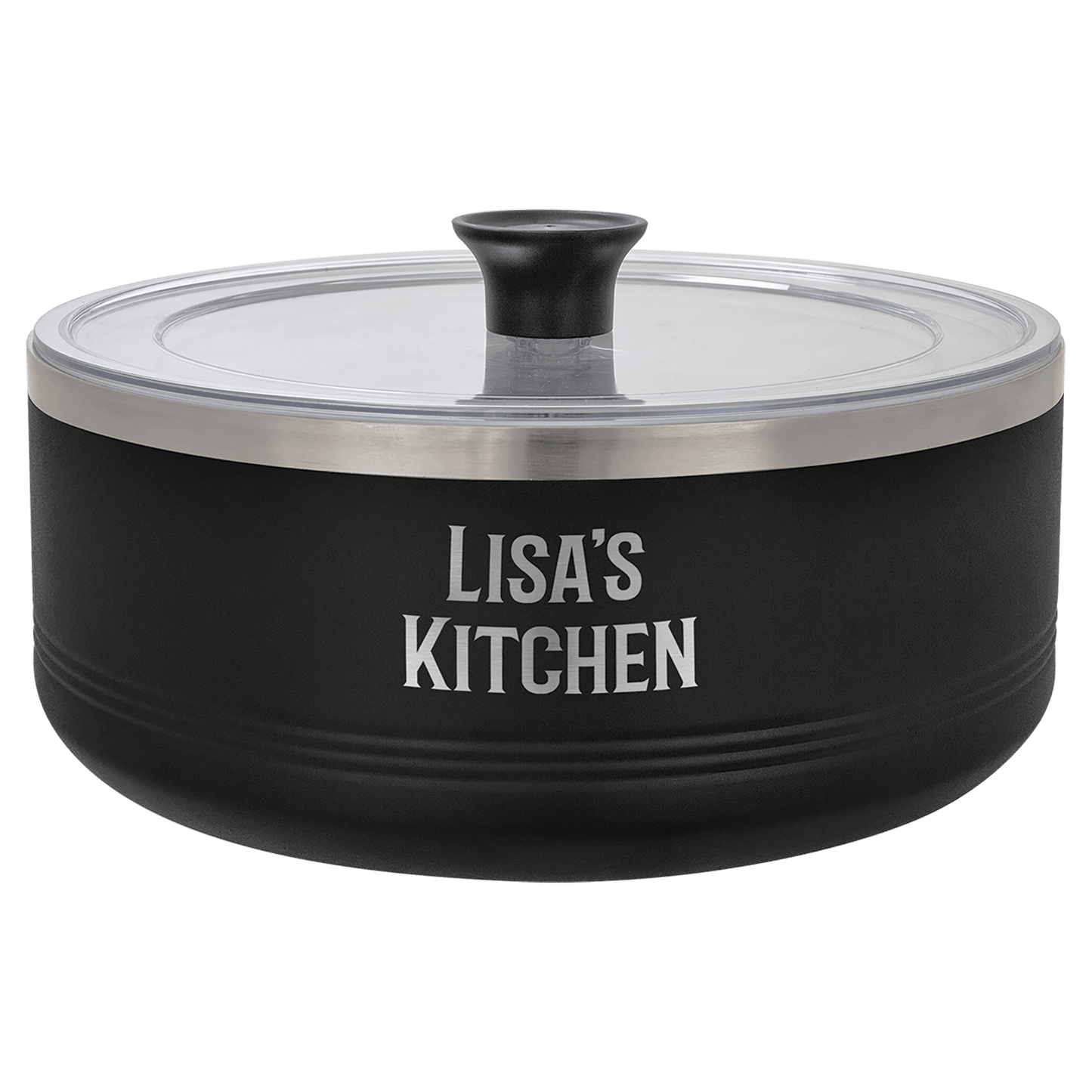 Custom Black 3 Quart Polar Camel Serving Bowl with Lid - Stainless Steel