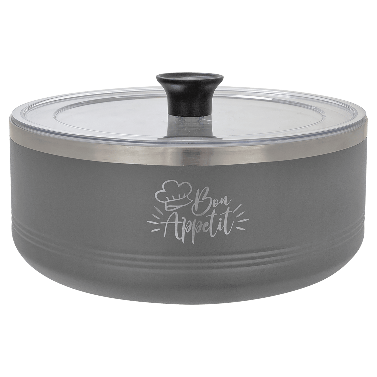 Custom Gray 3 Quart Polar Camel Serving Bowl with Lid - Stainless Steel