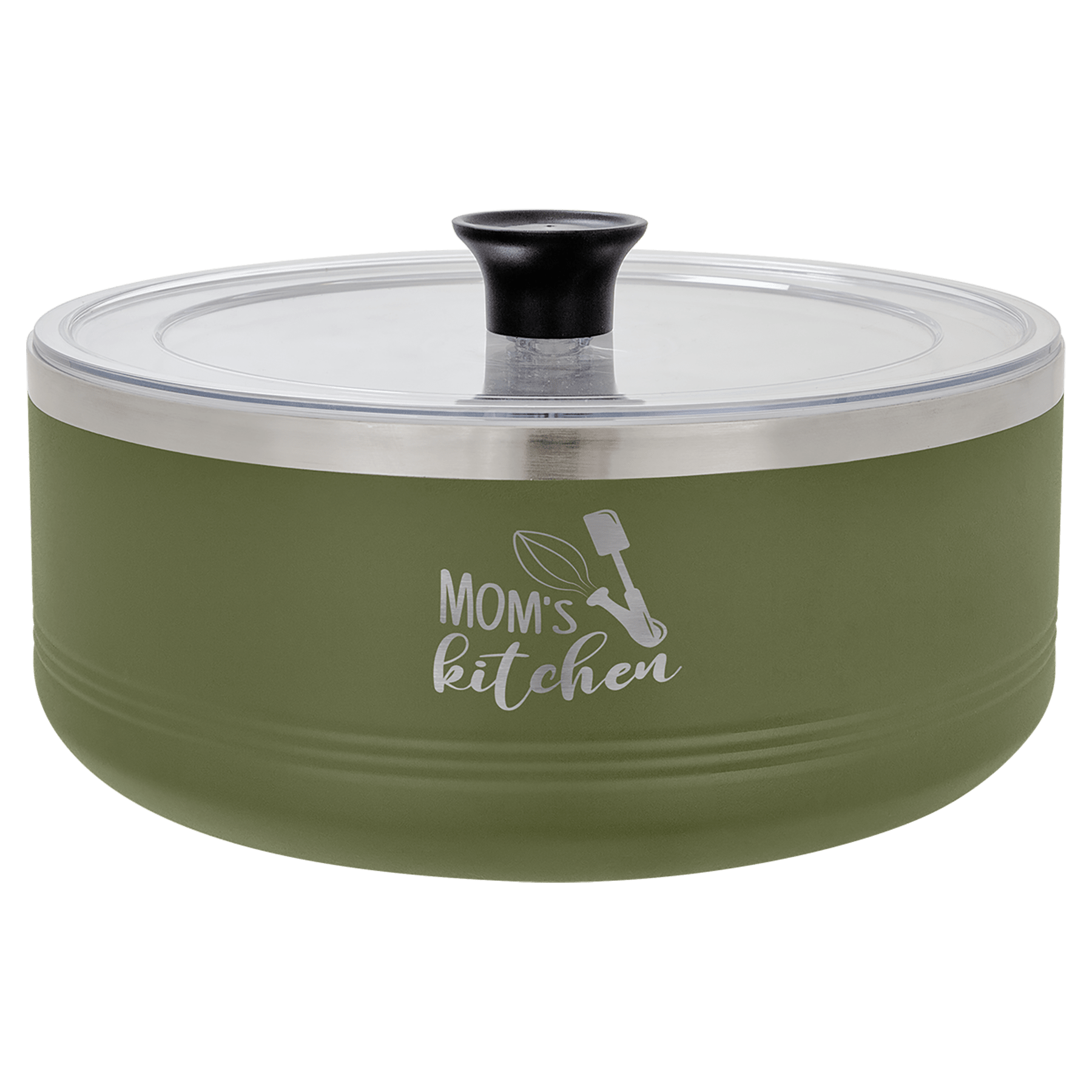Custom Olive Green 3 Quart Polar Camel Serving Bowl with Lid - Stainless Steel
