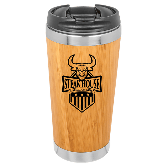 Custom Bamboo 15 oz. Tumbler with Flip Top Lid - Bamboo