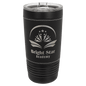 Custom Black with Black/Silver Leatherette Wrapped 20 oz. Polar Camel with Slider Lid