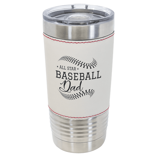 Baseball Sport Custom Laser Engraved Tumbler - White