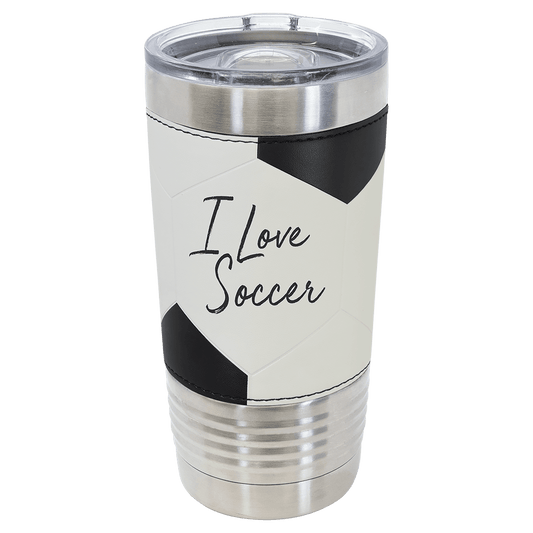 Soccer Sport Custom Laser Engraved Tumbler - White