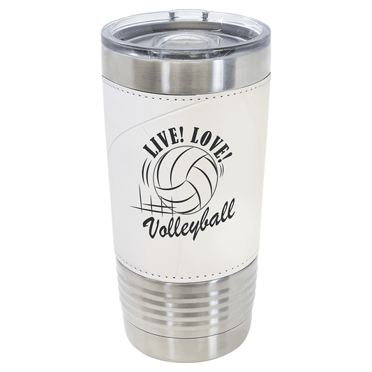 Volleyball Sport Custom Laser Engraved Tumbler - White