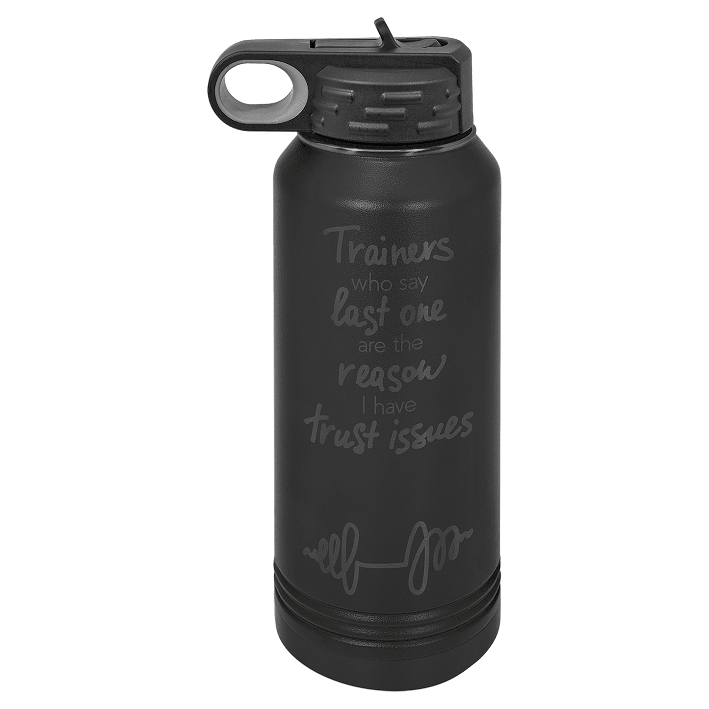 32 oz. Black/Ghost Black ION-Plated Water Personalized Water Bottle