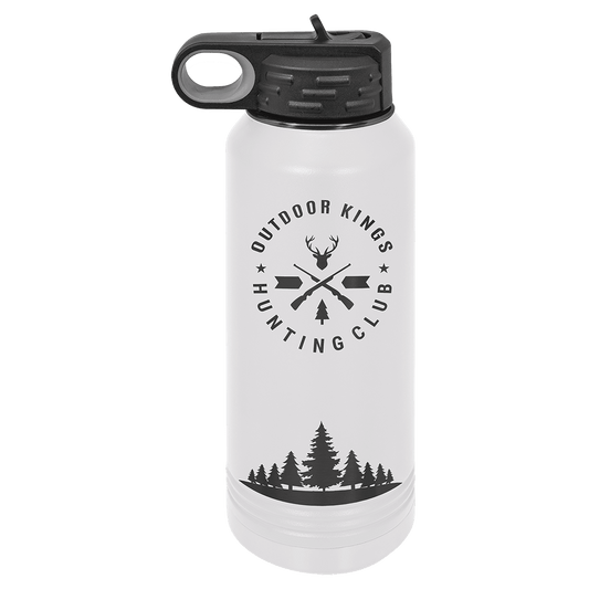 32 oz. White/Ghost Black ION-Plated Water Personalized Water Bottle