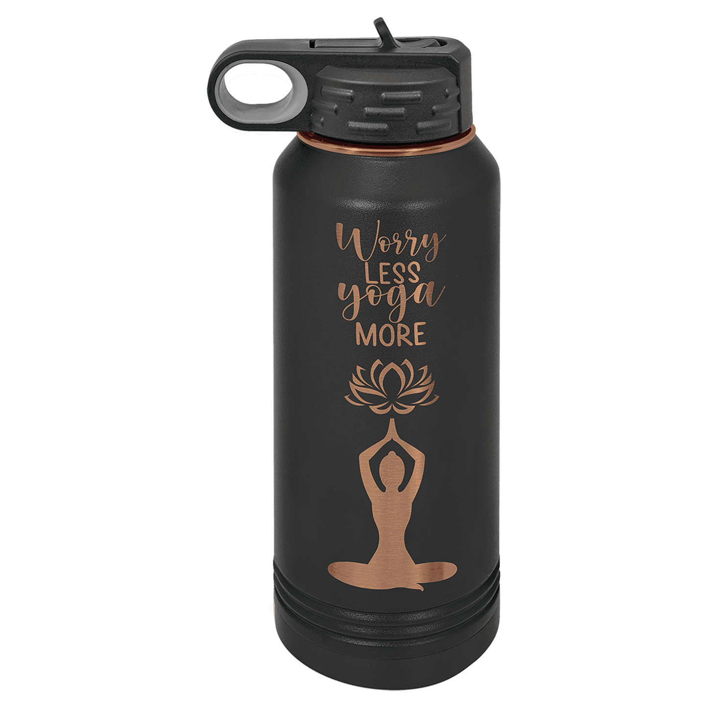 32 oz. Black/Rose Gold ION-Plated Water Personalized Water Bottle
