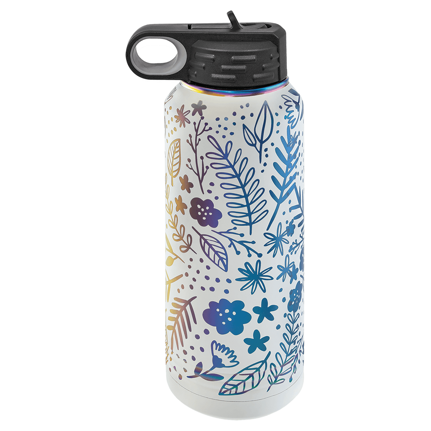 32 oz. White/Prism ION-Plated Water Personalized Water Bottle