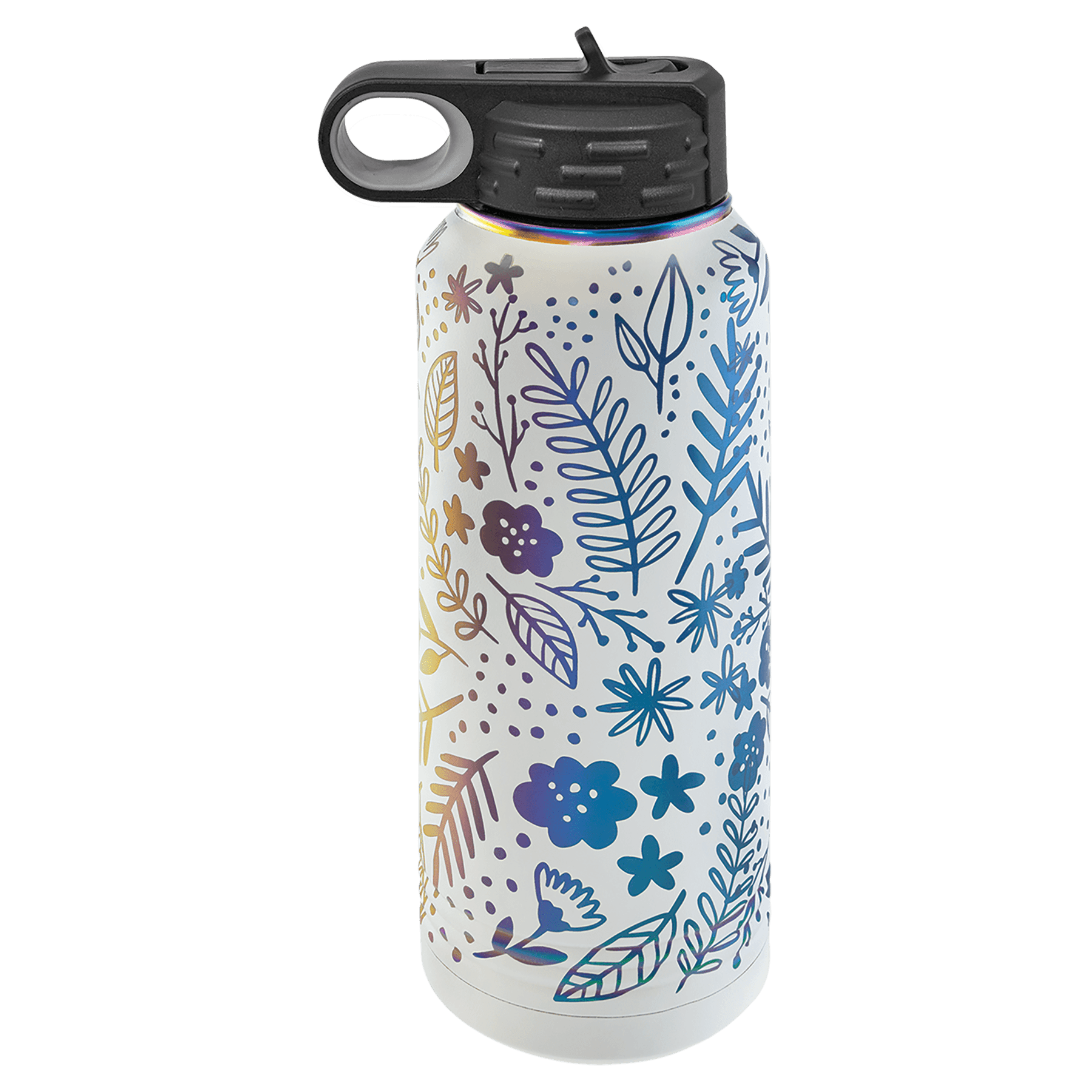 32 oz. White/Prism ION-Plated Water Personalized Water Bottle