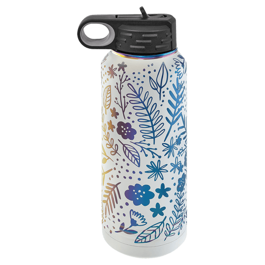32 oz. White/Prism ION-Plated Water Personalized Water Bottle