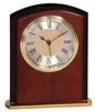 Square Arch Mahogany Finish and Custom Engraved Glass Desk Clock