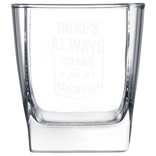 Square On the Rocks Personalized Glass