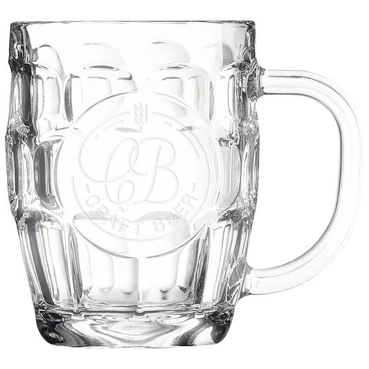 Glass Beer Custom Engraved Mug with Handle and Round Engraving Area
