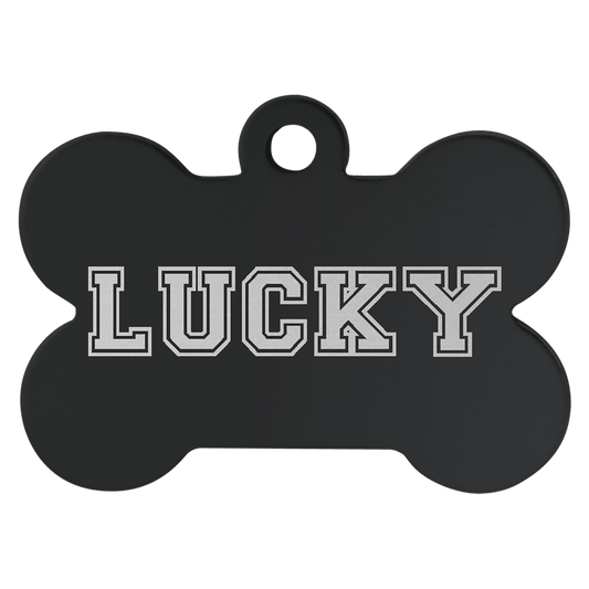 Personalized Black Anodized Aluminum Bone Pet Tag