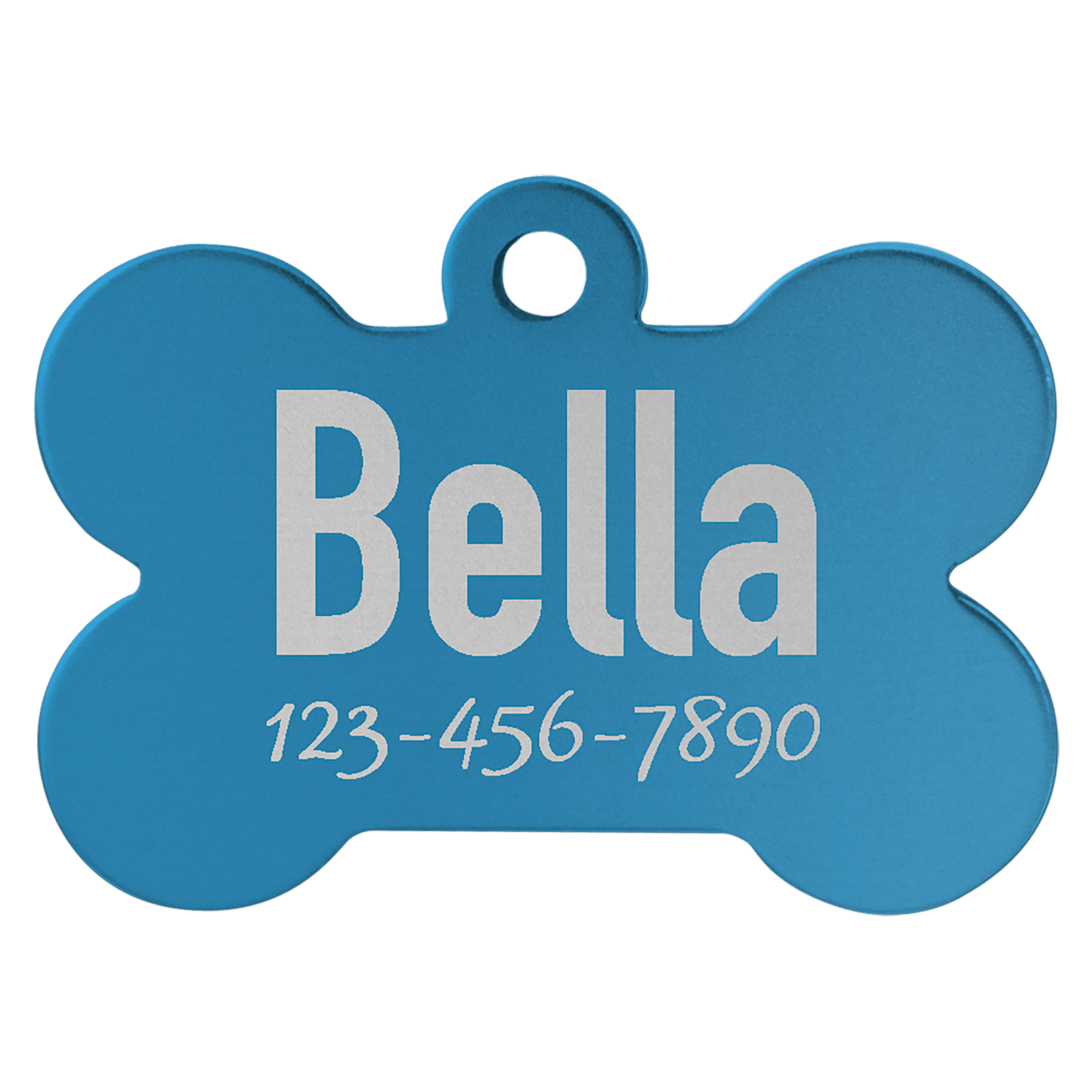 Personalized Blue Anodized Aluminum Bone Pet Tag