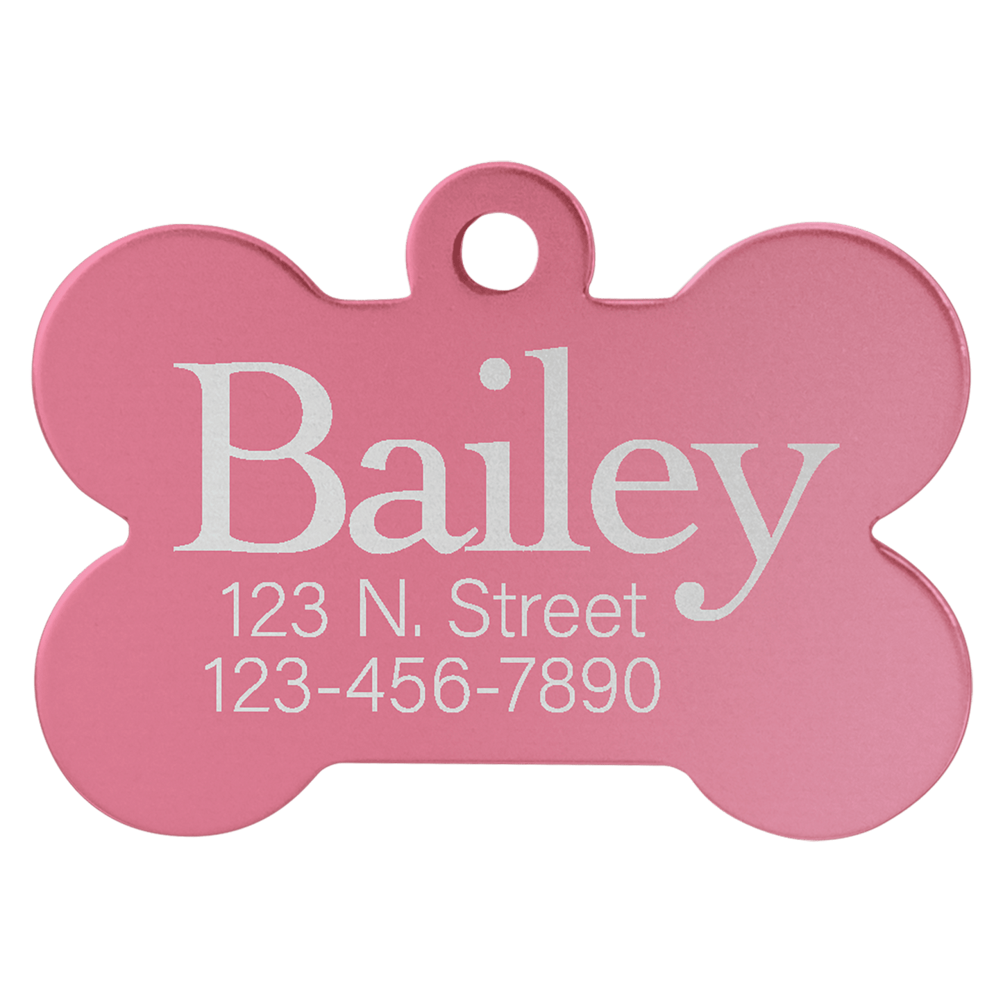 Personalized Pink Anodized Aluminum Bone Pet Tag