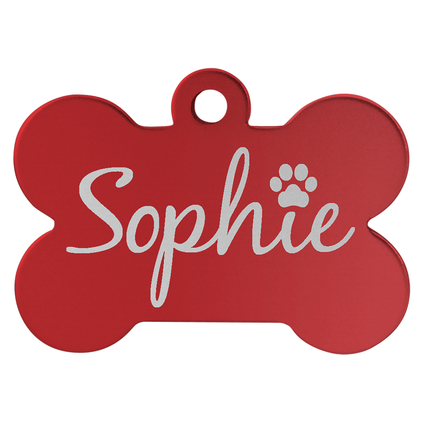 Personalized Red Anodized Aluminum Bone Pet Tag