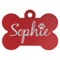 Personalized Red Anodized Aluminum Bone Pet Tag
