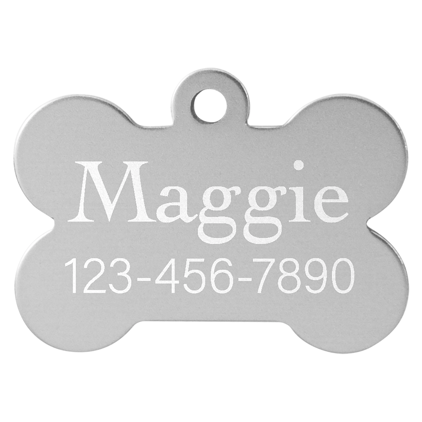 Personalized Silver Anodized Aluminum Bone Pet Tag