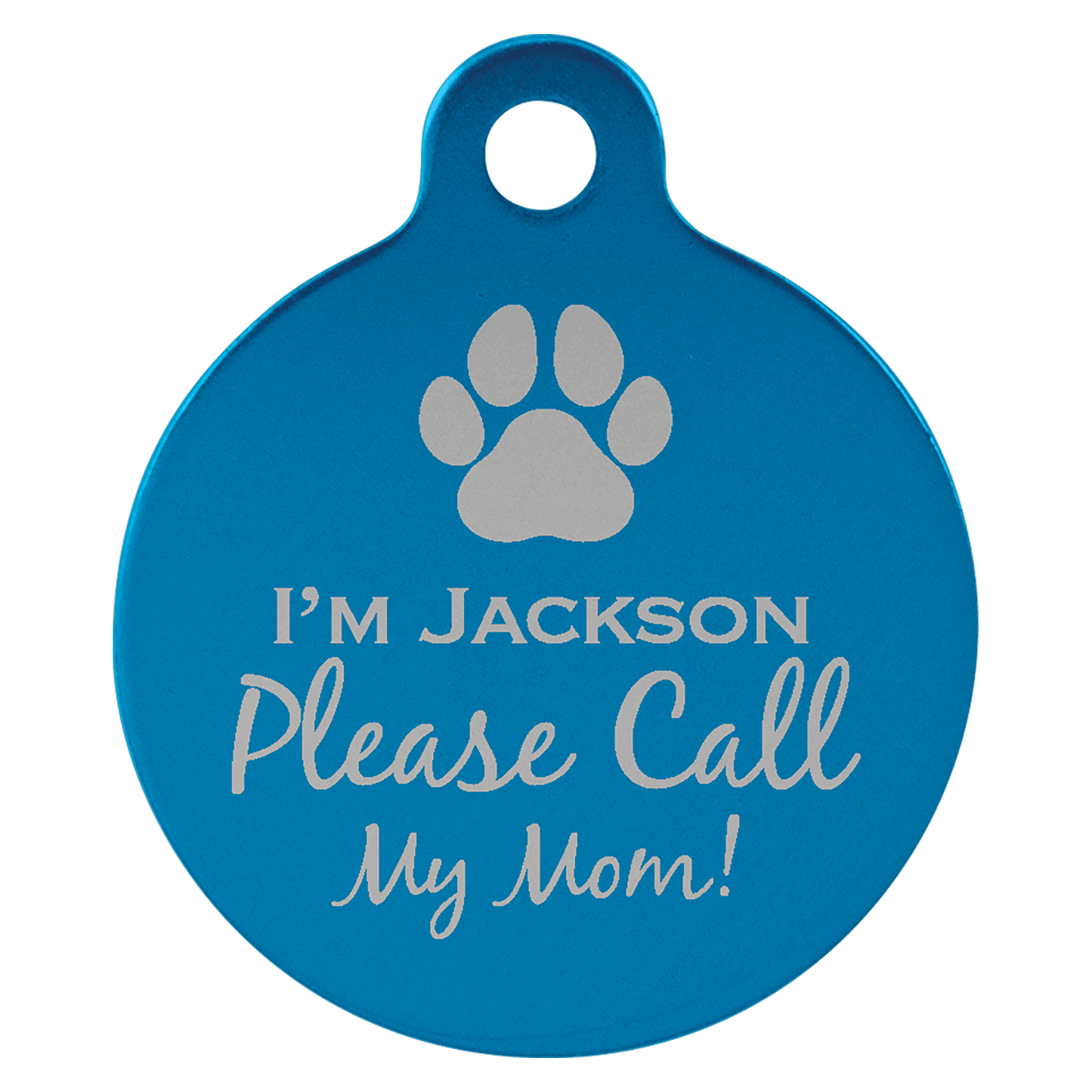 Personalized Blue Anodized Aluminum Round Pet Tag