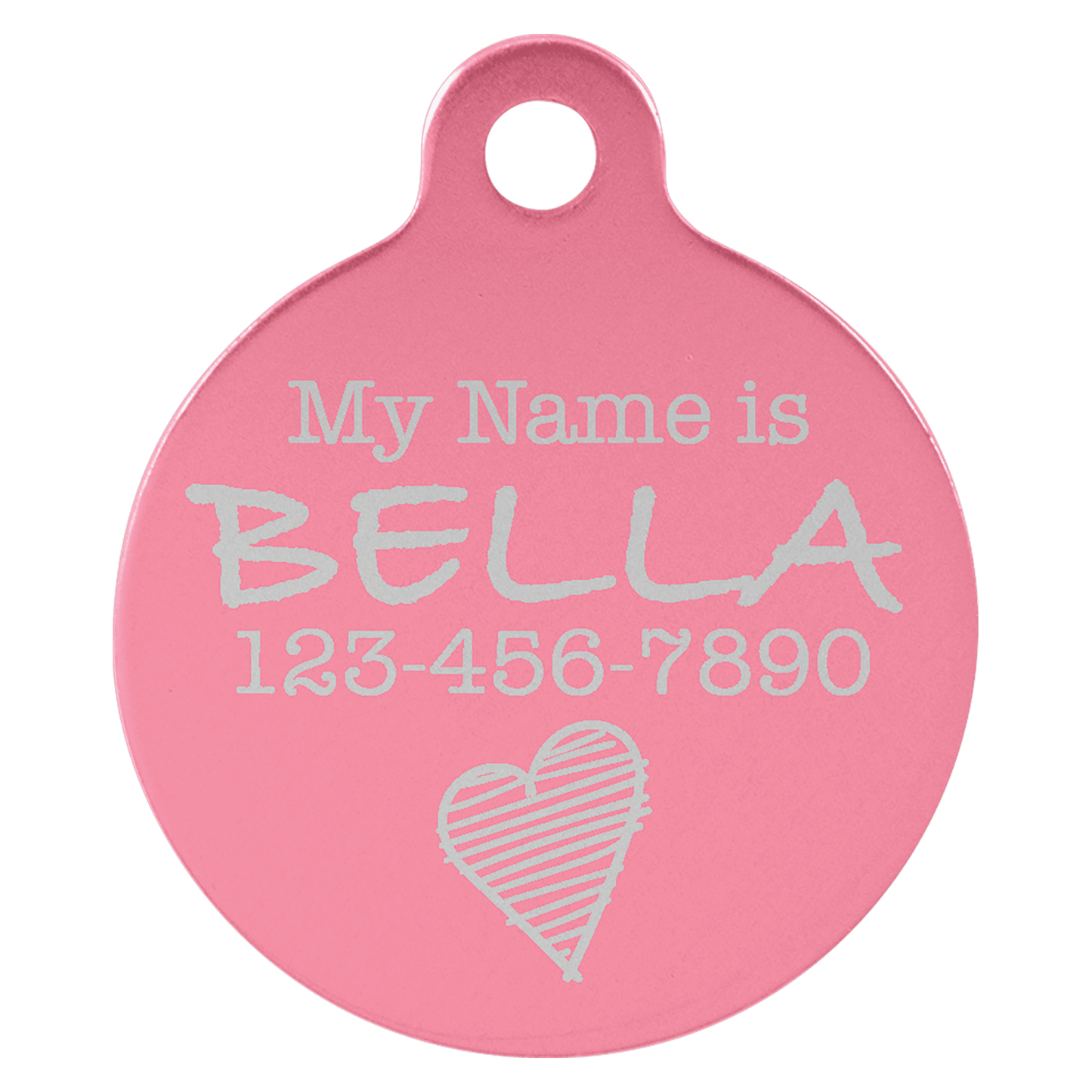 Personalized Pink Anodized Aluminum Round Pet Tag