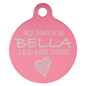 Personalized Pink Anodized Aluminum Round Pet Tag