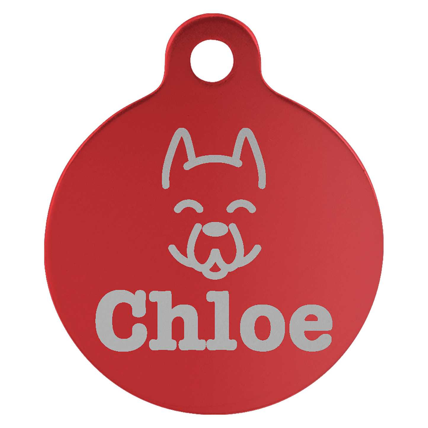 Personalized Red Anodized Aluminum Round Pet Tag