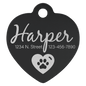 Personalized Black Anodized Aluminum Heart Pet Tag