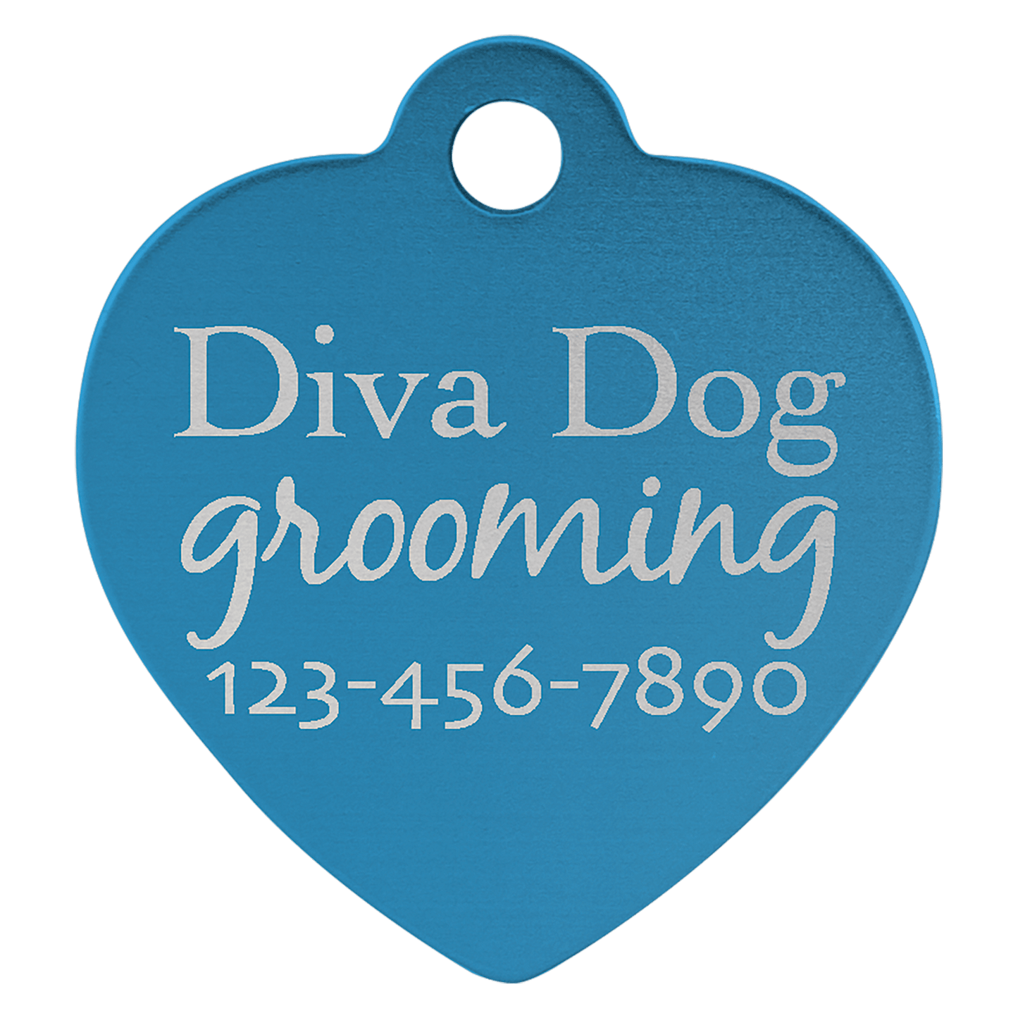Personalized Blue Anodized Aluminum Heart Pet Tag