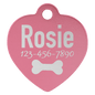 Personalized Pink Anodized Aluminum Heart Pet Tag
