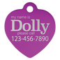 Personalized Purple Anodized Aluminum Heart Pet Tag