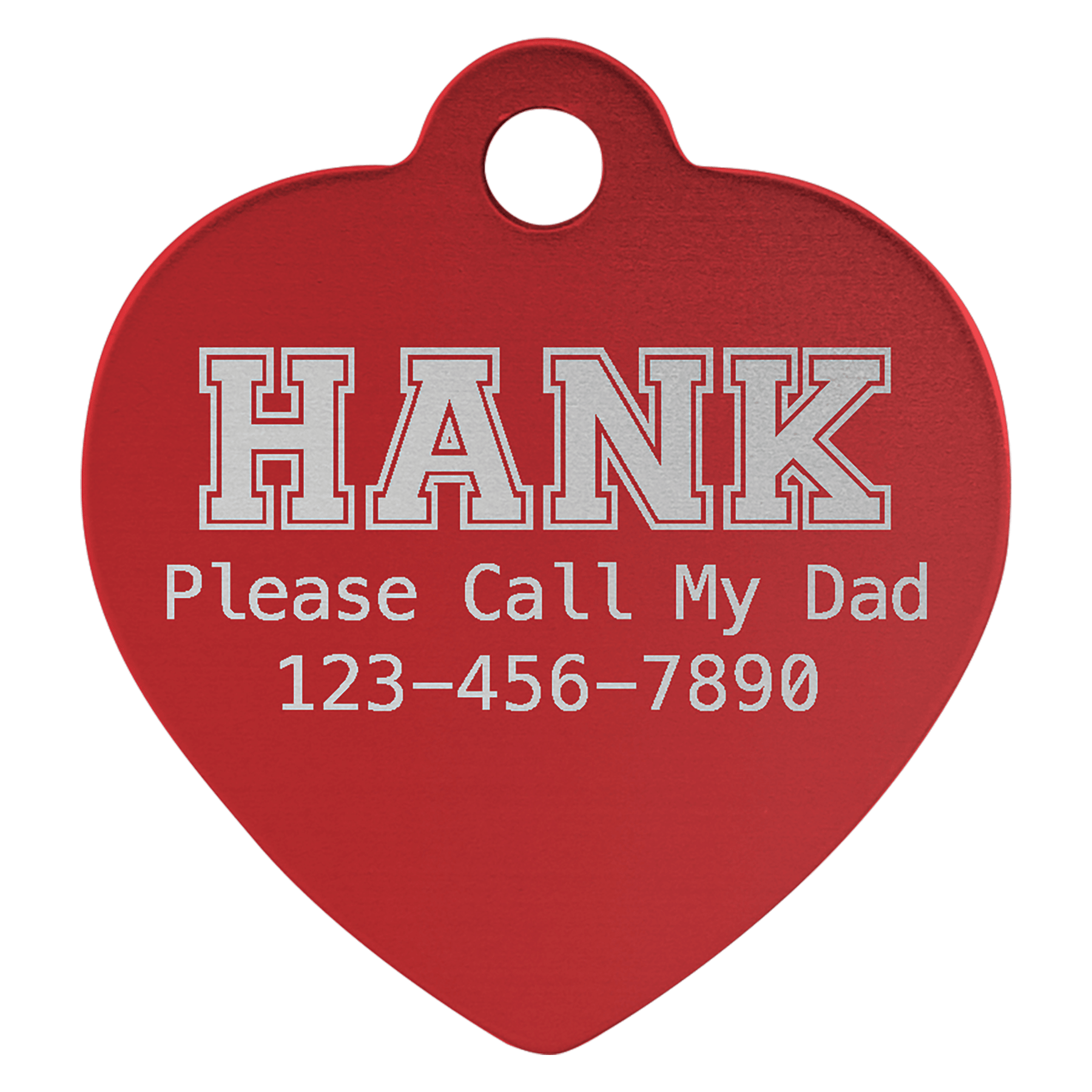 Personalized Red Anodized Aluminum Heart Pet Tag