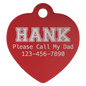 Personalized Red Anodized Aluminum Heart Pet Tag