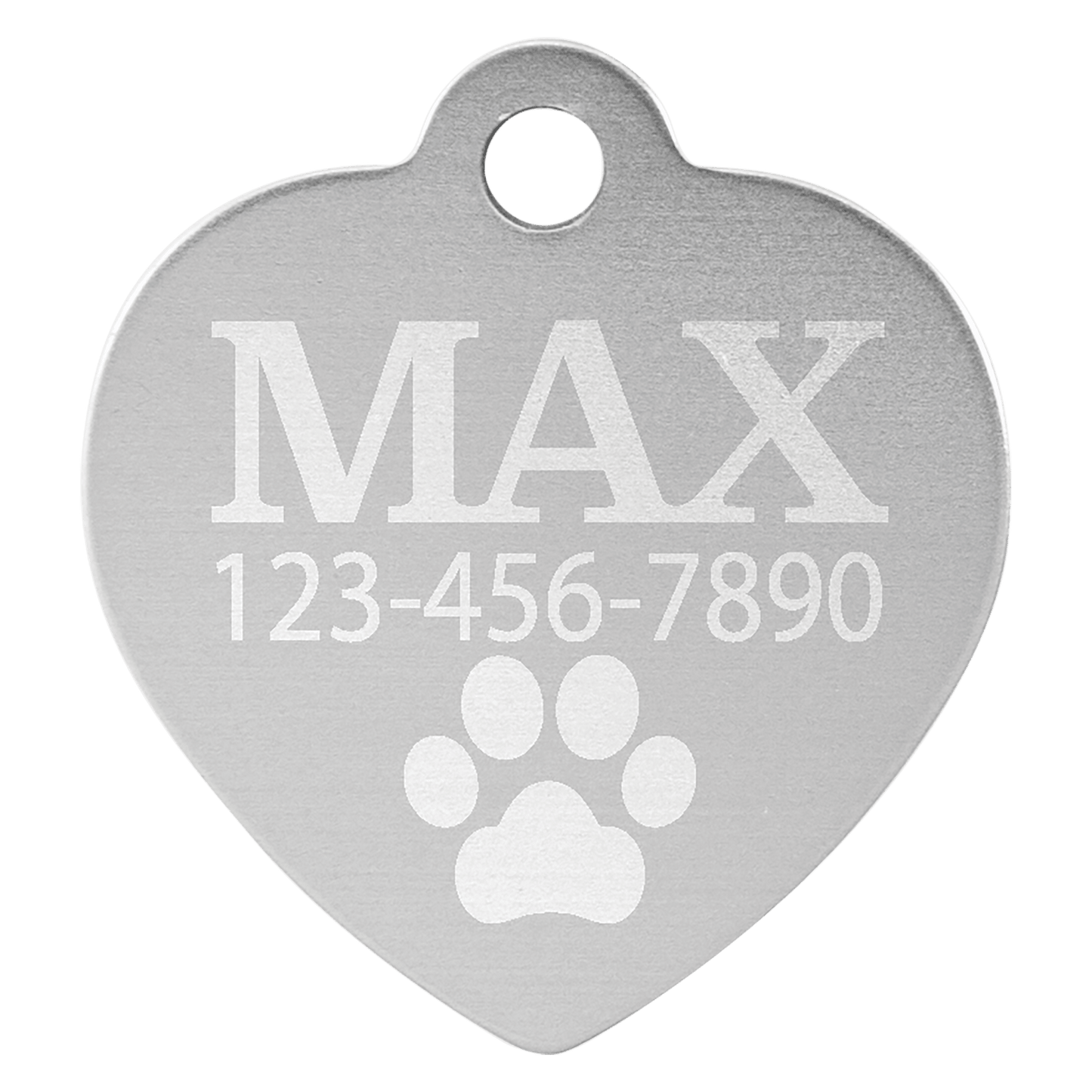 Personalized Silver Anodized Aluminum Heart Pet Tag