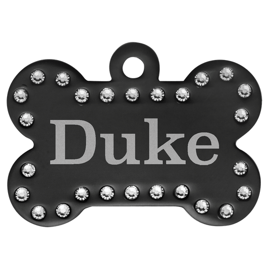Personalized Black Swarovski Bling Pet Tags
