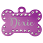 Personalized Purple Swarovski Bling Pet Tags - Stainless Steel