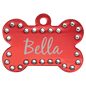 Personalized Red Swarovski Bling Pet Tags - Stainless Steel