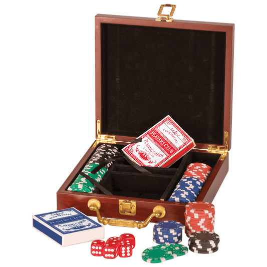 Personalized Rosewood Finish Poker Set