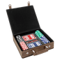 Personalized Rustic/Gold Leatherette Poker Set - Leatherette