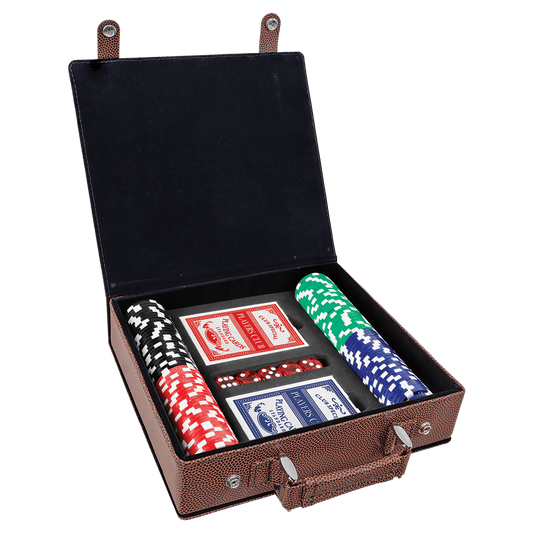 Personalized Football Leatherette Poker Set - Leatherette