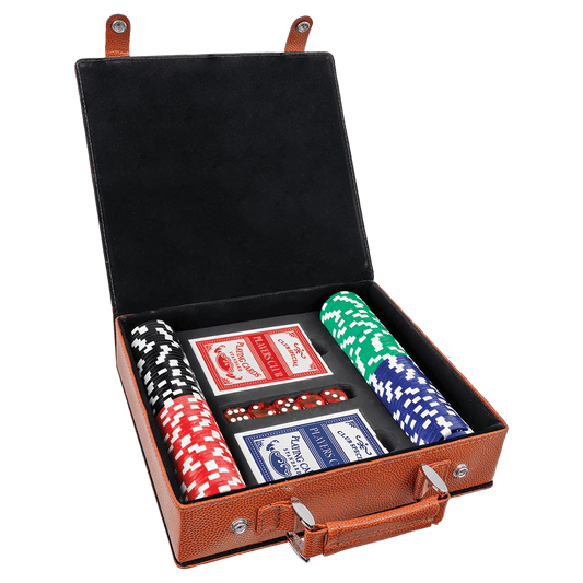 Personalized Basketball Leatherette Poker Set - Leatherette